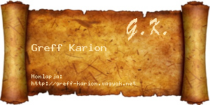 Greff Karion névjegykártya
